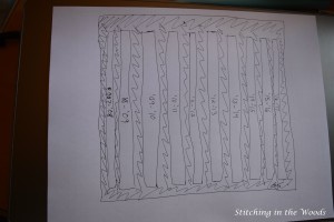 White strips are years, scribbled in parts are the grey and teal border